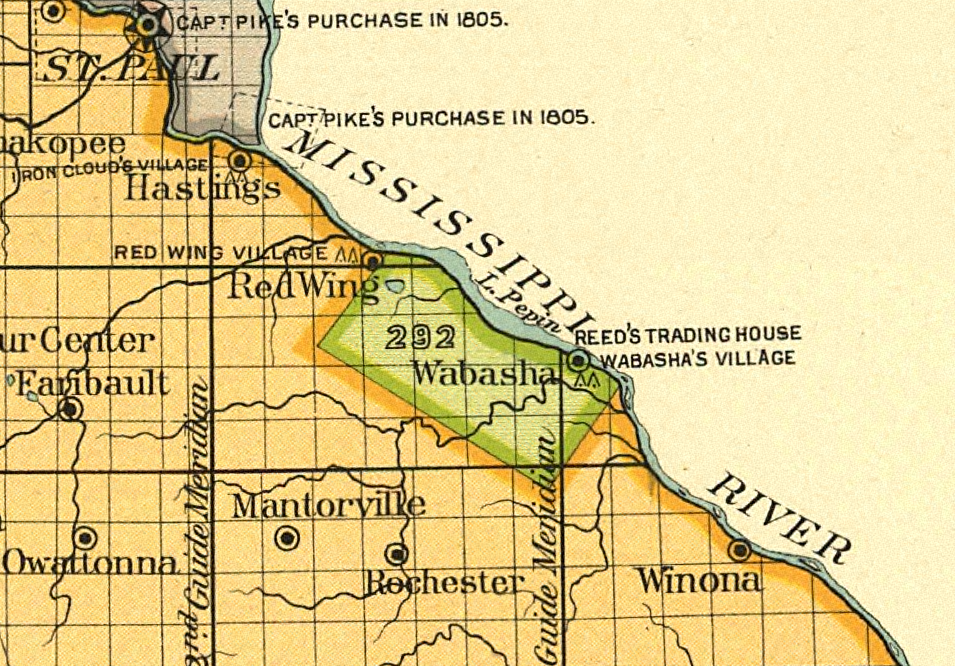 Royce map detail of the Lake Pepin half-breed tract, cession 292