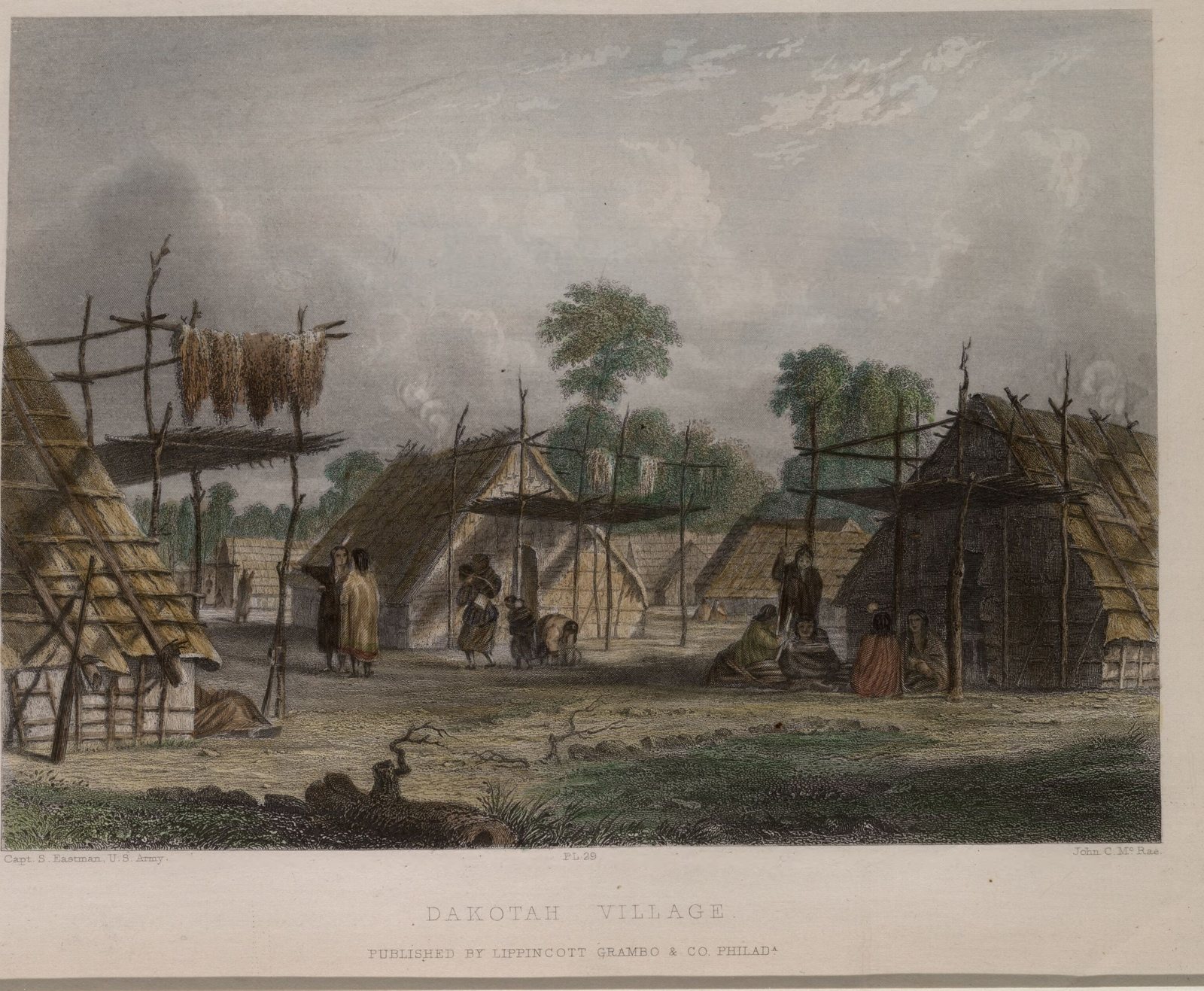 Dakotah Village, engraving after Seth Eastman